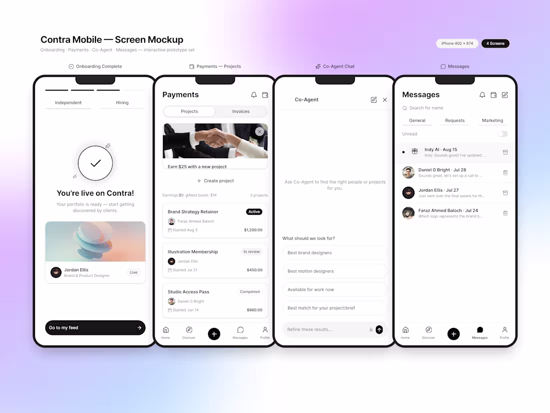 Cover image for Designed the mobile app Contra