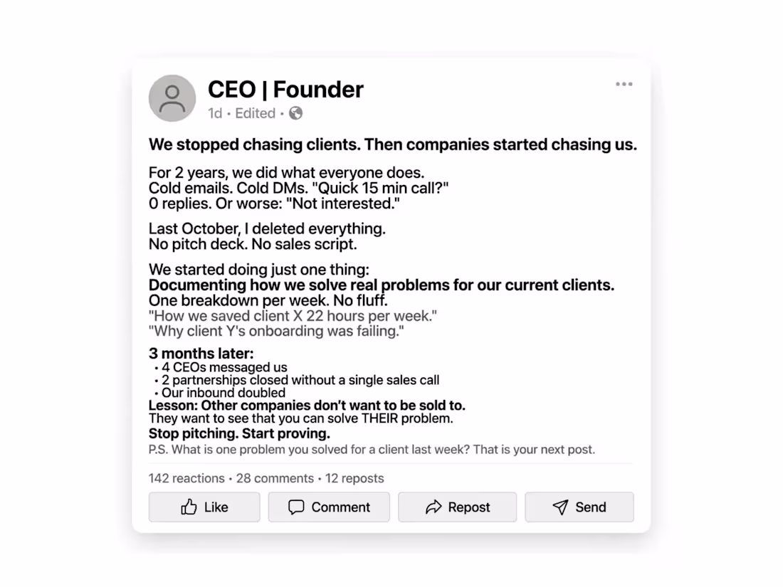 Cover image for LinkedIn Post for CEO | From 0 Replies to Inbound Clients