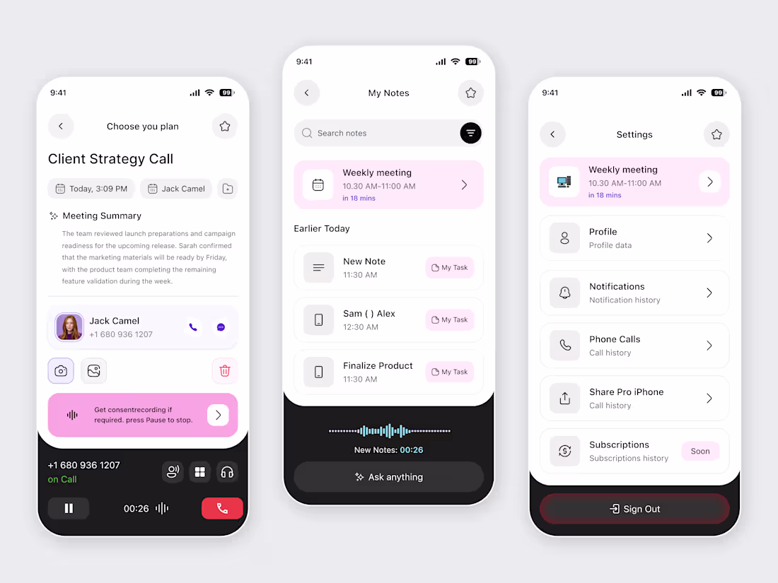 Cover image for AI Voice Notes & Meeting Assistant Mobile UI/UX Design
