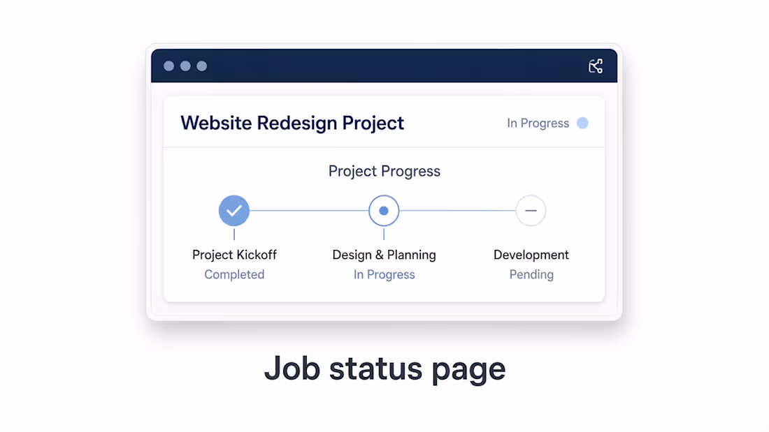 Cover image for Private job-status page — stages
