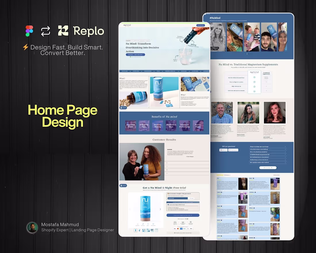 Cover image for Designed a high-converting Shopify landing page using Replo ...