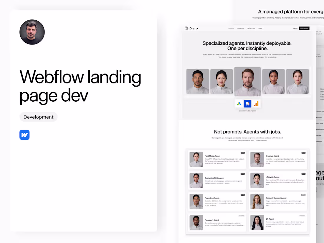 Cover image for Webflow Landing Page Development — Build Only