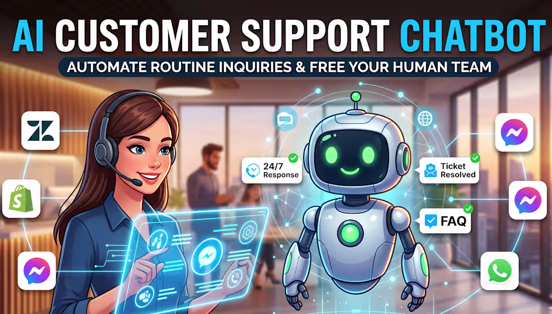 Cover image for AI customer support chatbot to automate 70% of your tickets