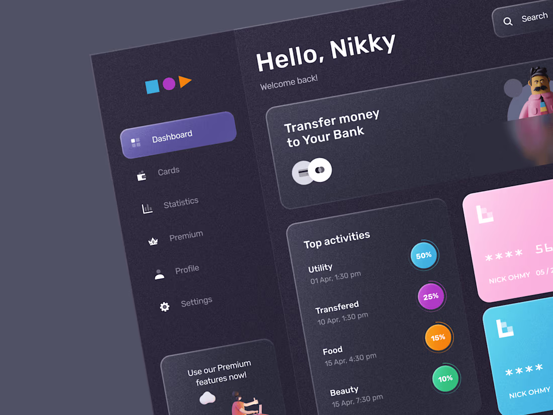 Cover image for Finance Dashboard Dark Concept