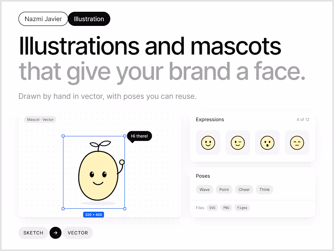 Cover image for Mascot and Illustration Set, Drawn by Hand