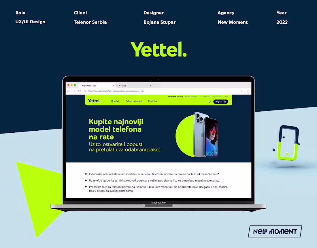 Cover image for Yettel website UX/UI Design
