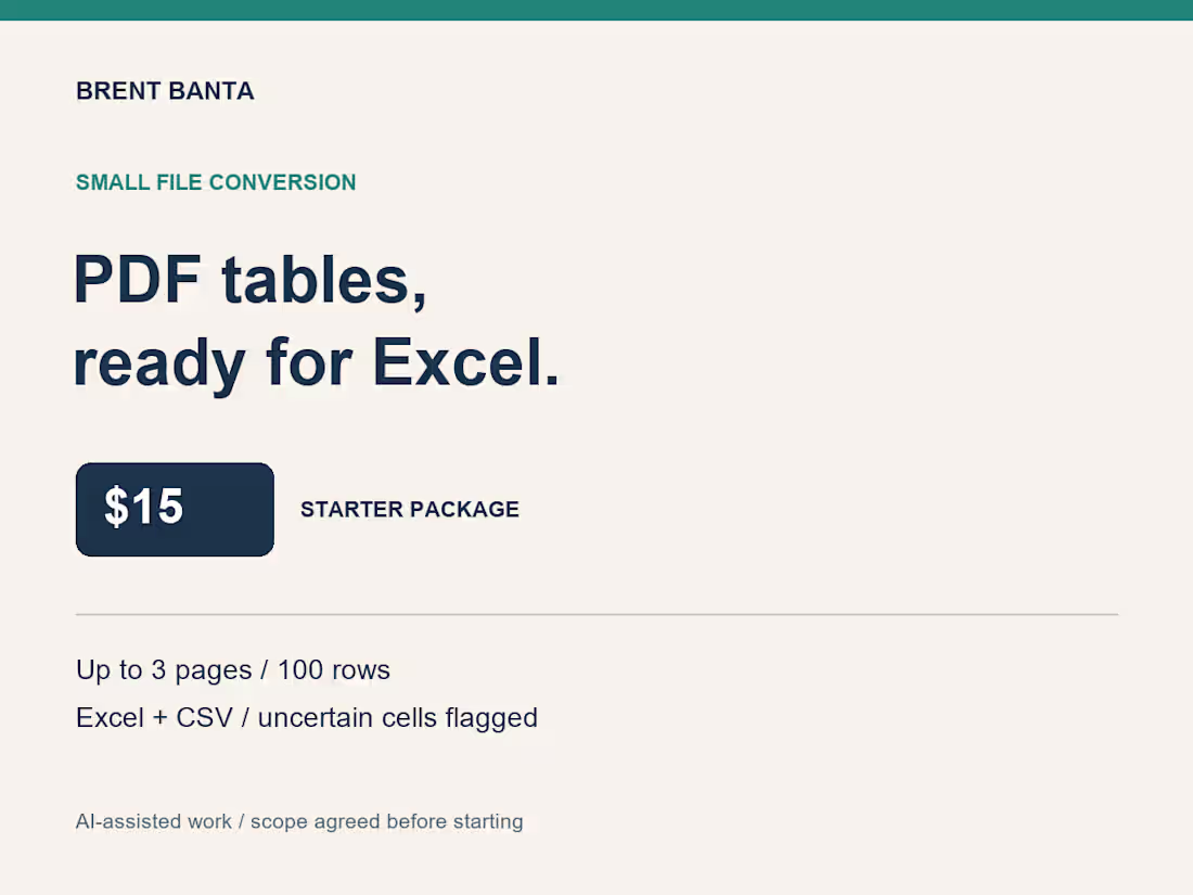 Cover image for PDF Tables to Excel: Small File Conversion