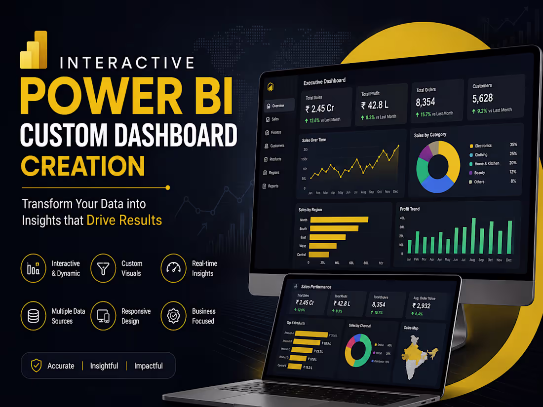 Cover image for  Interactive Power BI  Custom Dashboard Creation