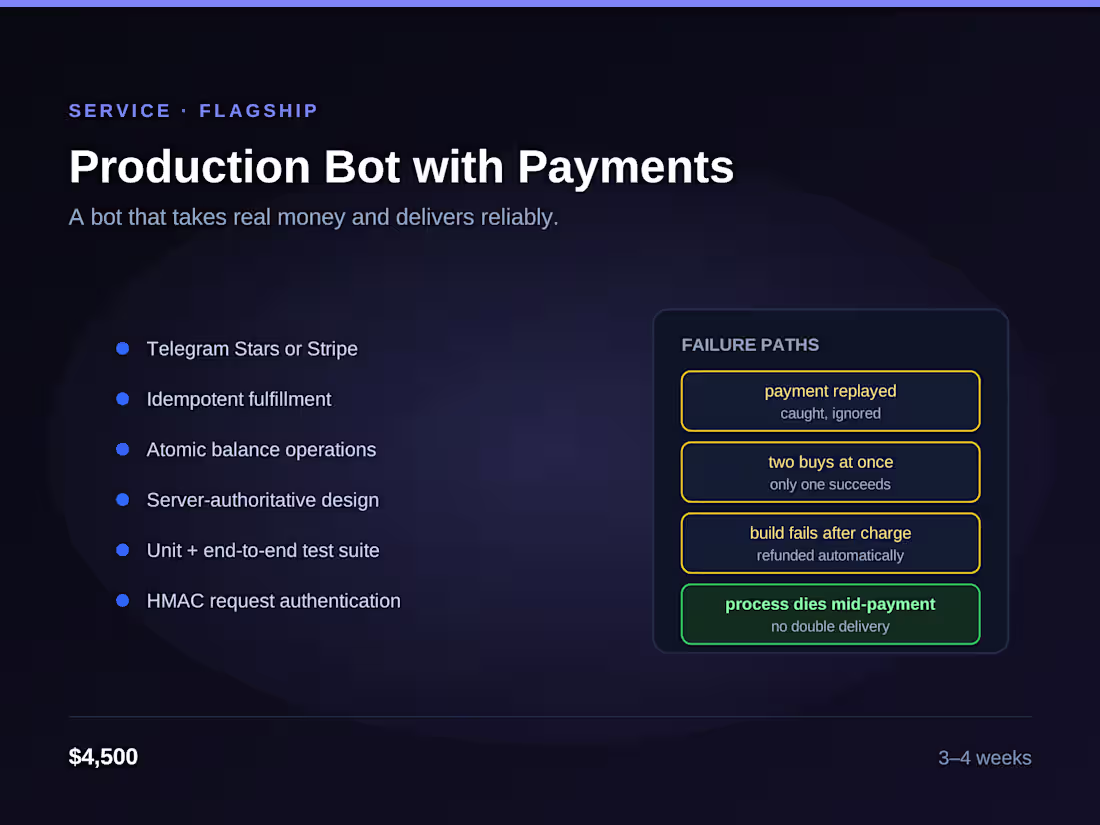 Cover image for Production Bot with Payments
