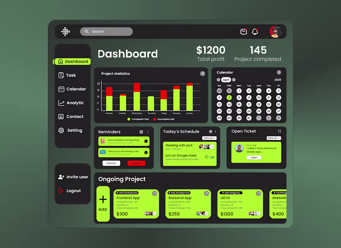 Cover image for Task Management Dashboard | UI/UX | Web Design