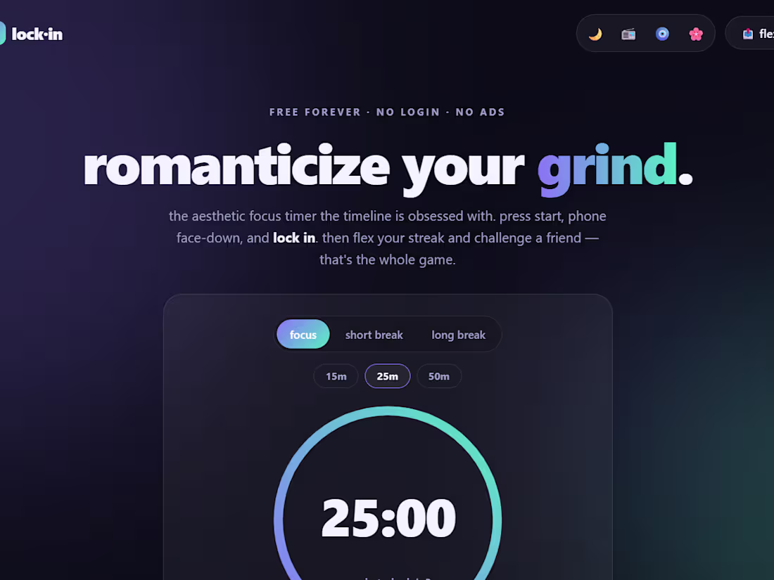 Cover image for Lock·In — Aesthetic Interactive Focus Application