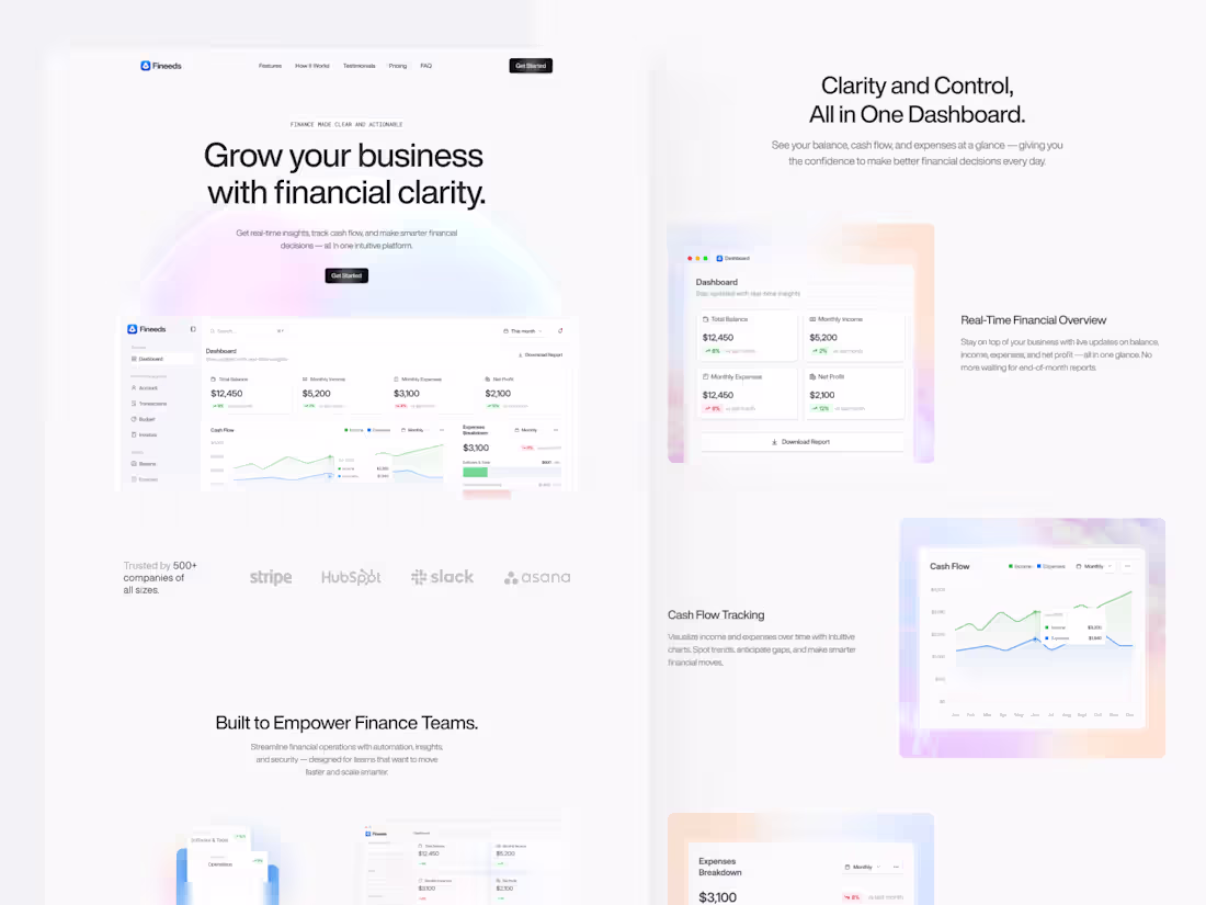 Cover image for Website Design -  Finance Management SaaS