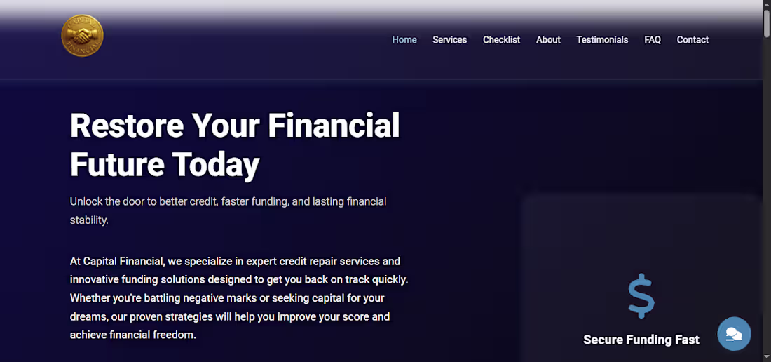 Cover image for Designed a professional financial services