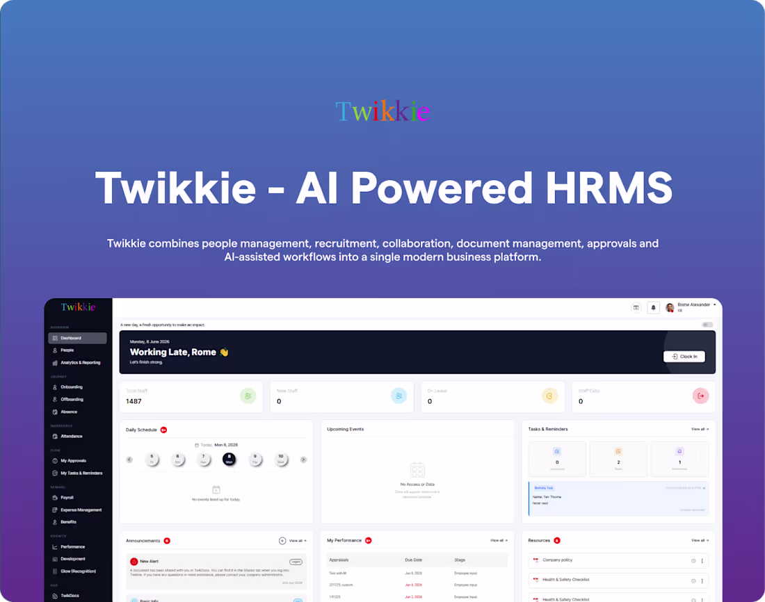 Cover image for Twikkie - AI Powered HRMS