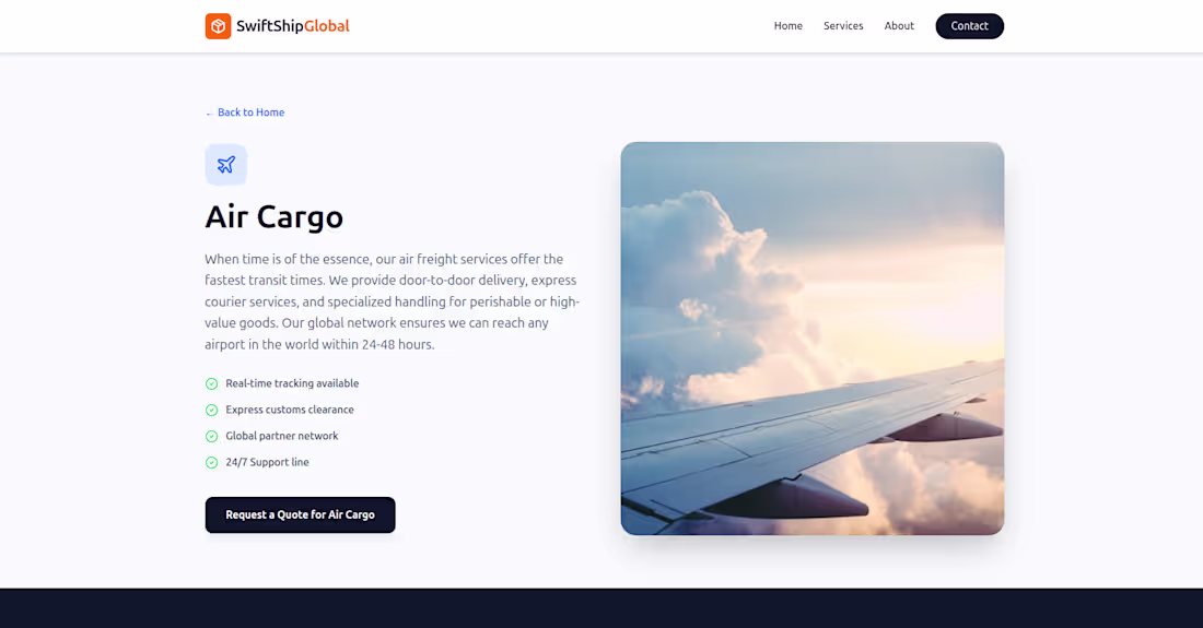 Cover image for web app for a logistics