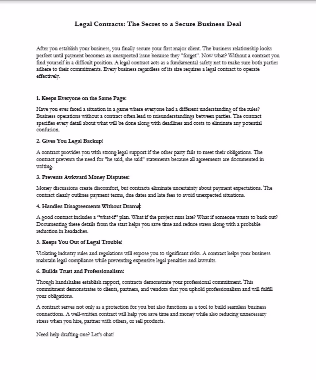 Cover image for Legal Contracts for businesses (Copy Writting)