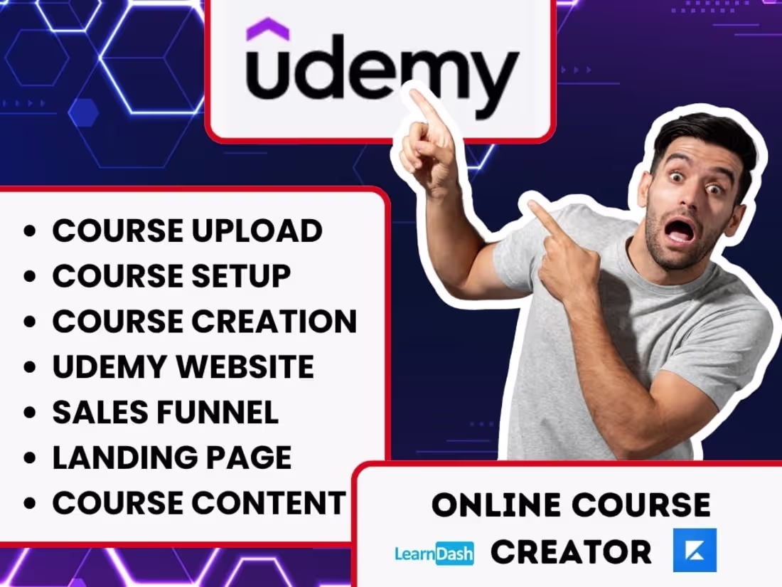 Cover image for You will get create upload and optimize your Udemy online course
