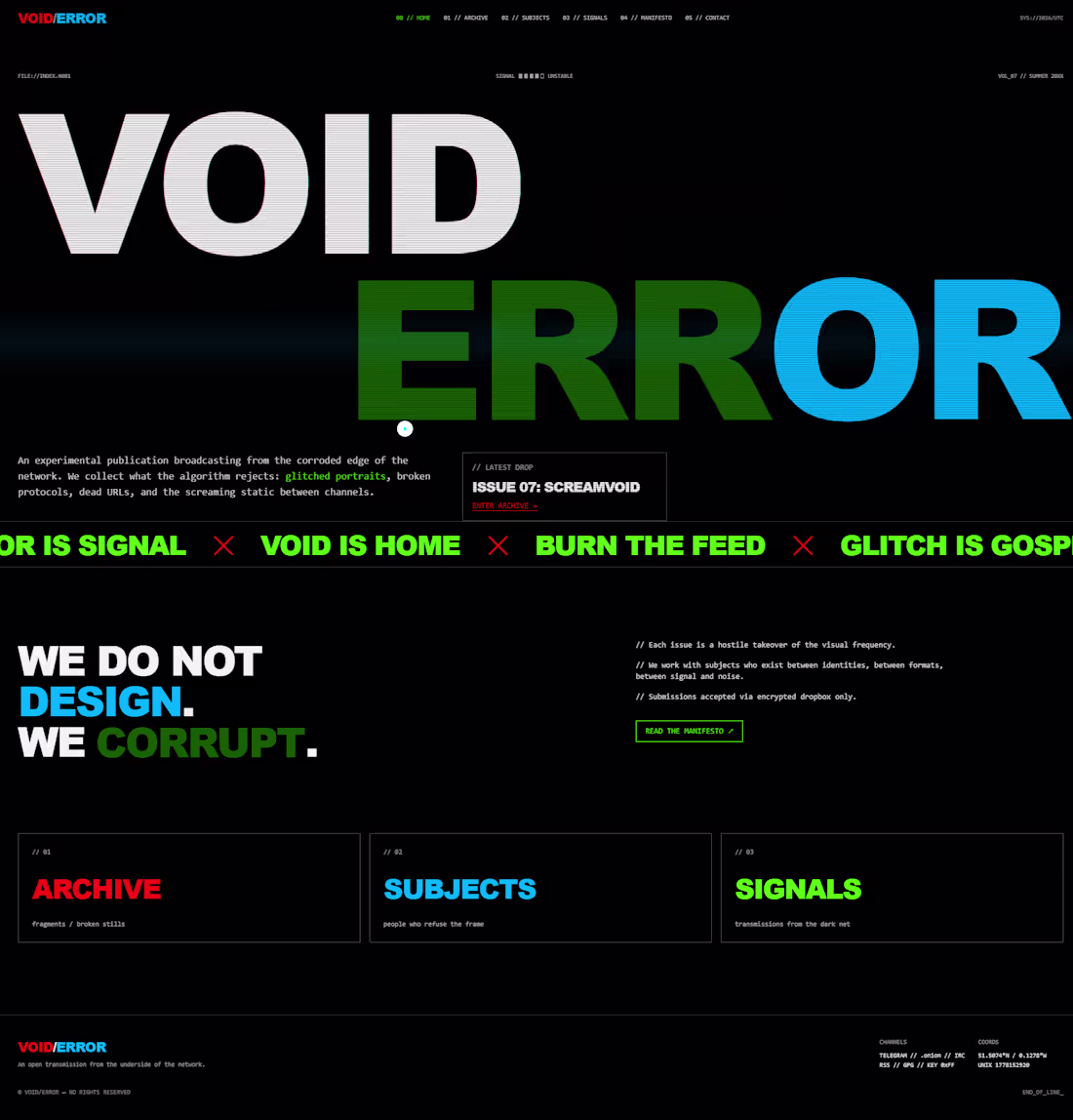 Cover image for VOID/ERROR: Cyberpunk Web Experience