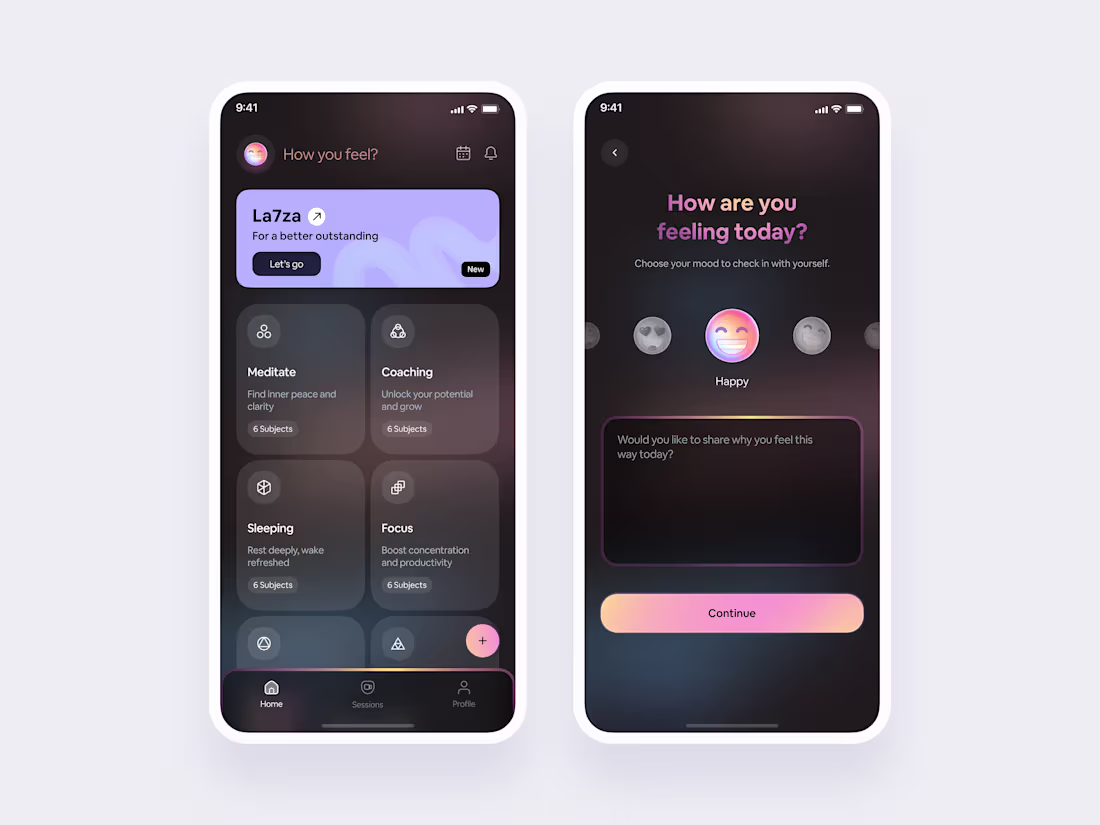 Cover image for La7za Mindfulness and Wellness App Design