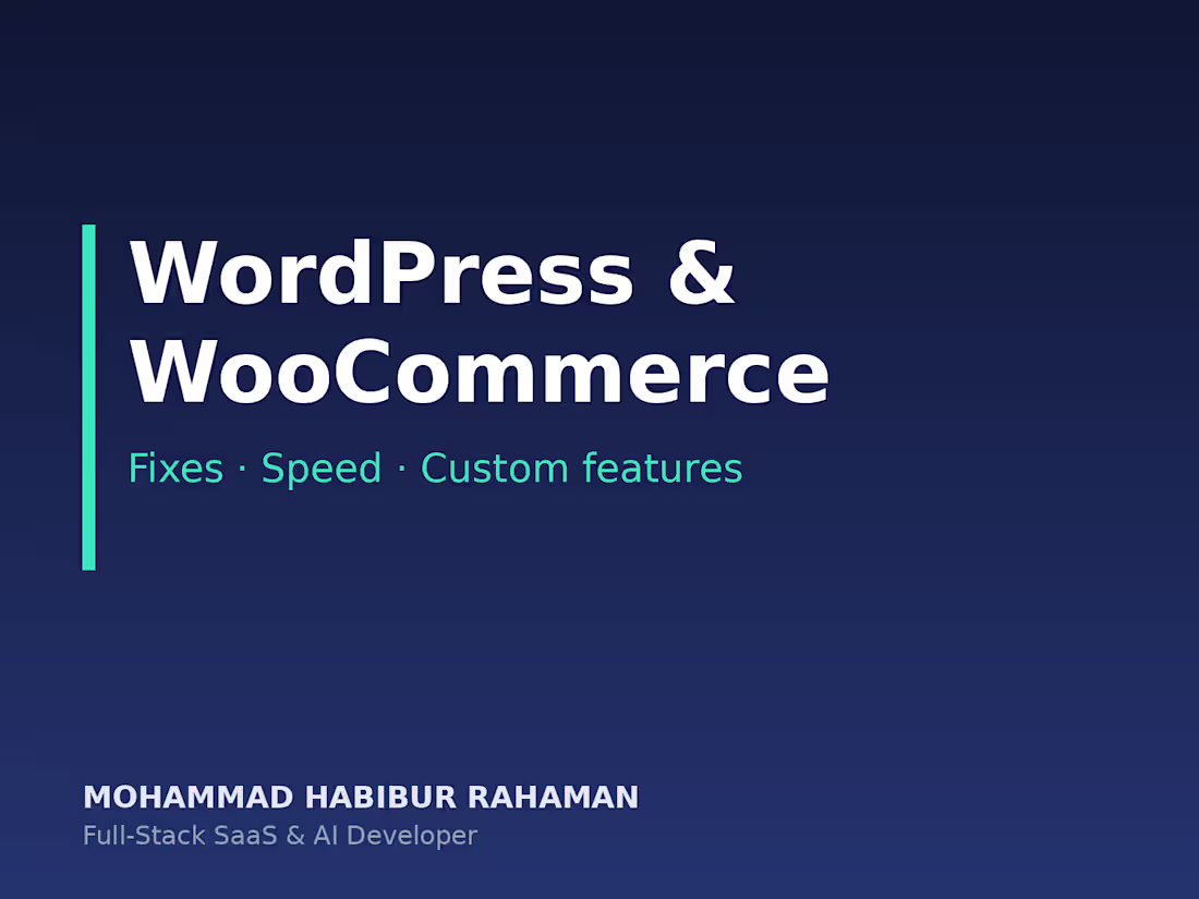 Cover image for WordPress & WooCommerce Fixes, Speed & Custom Features
