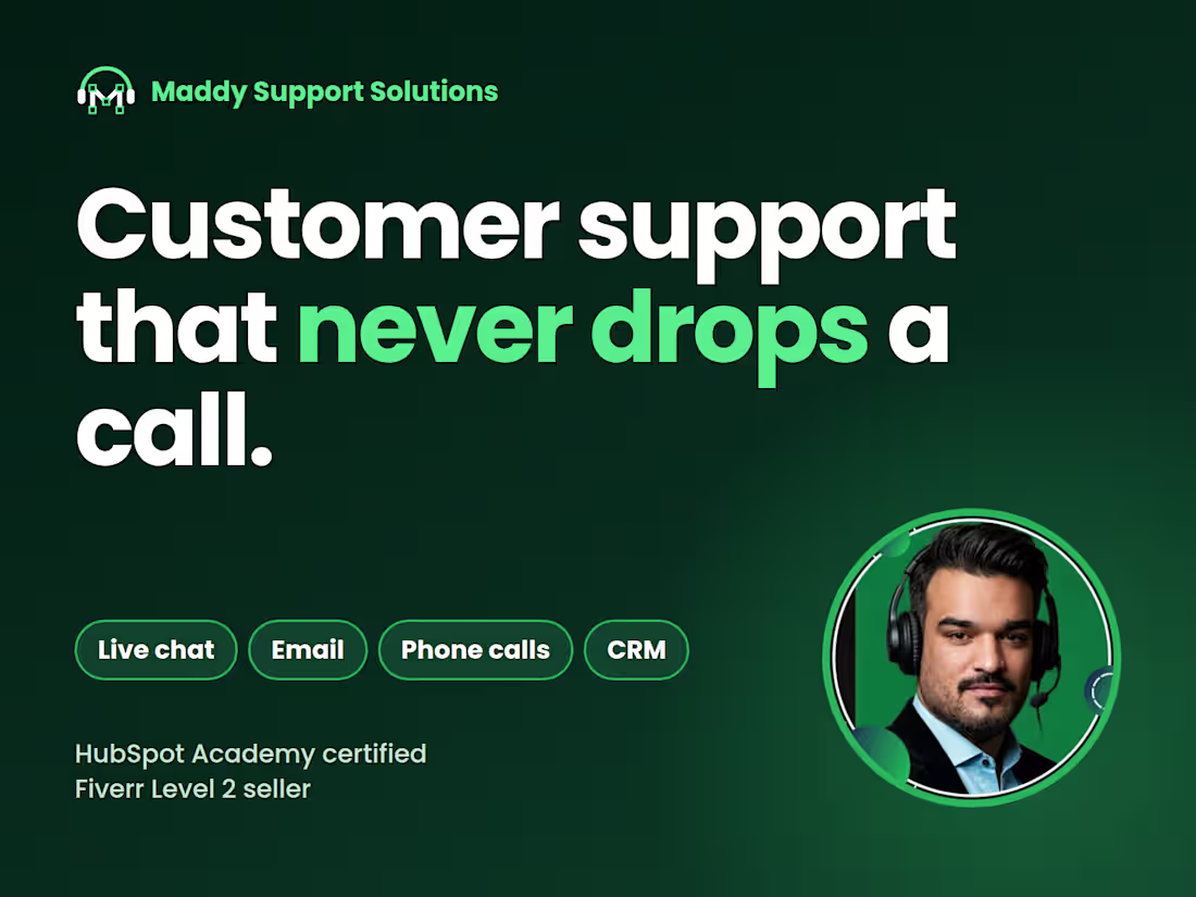 Cover image for Customer Support Live Chat, Email, Phone Calls and CRM