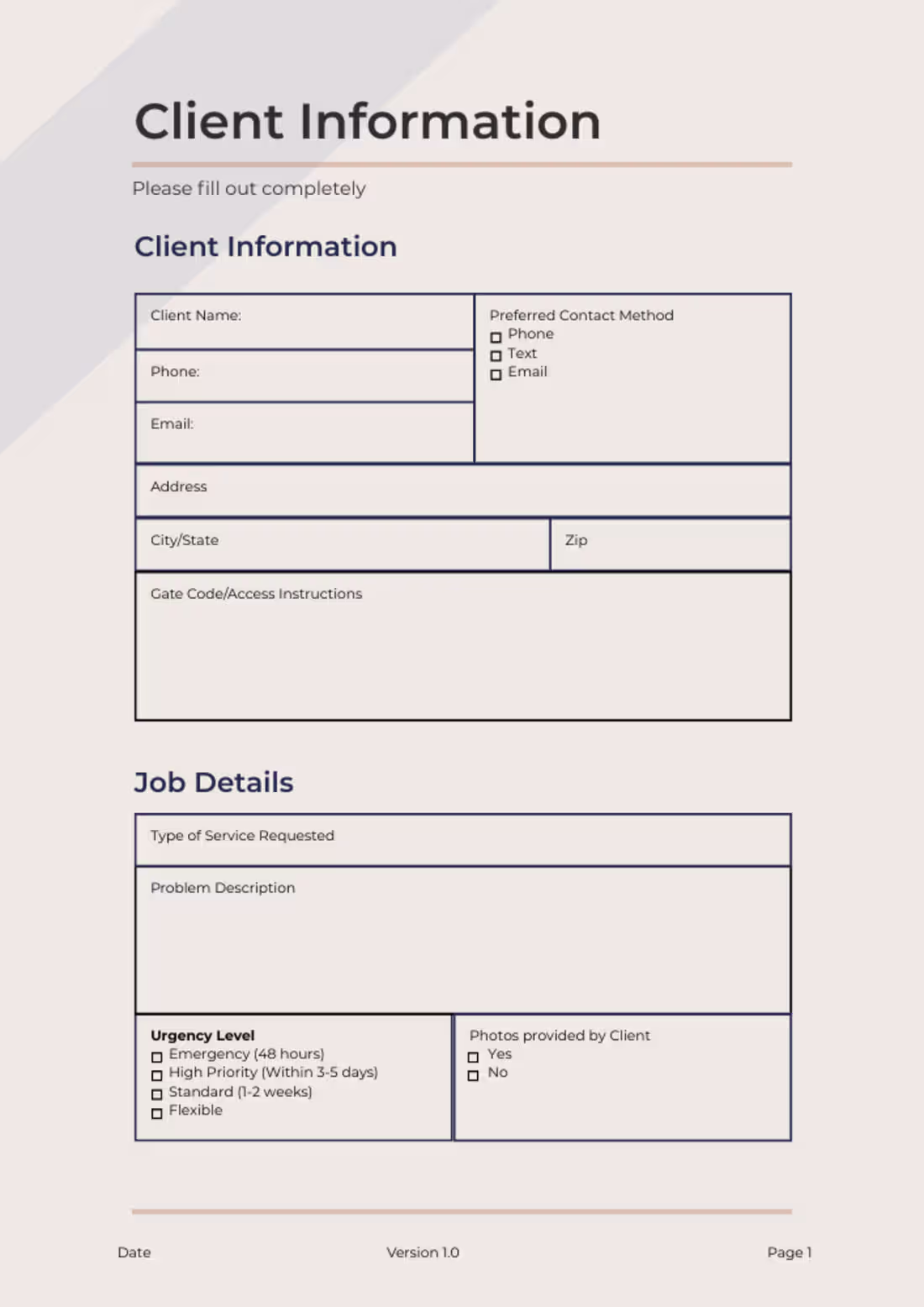 Cover image for Client Onboarding Form (Home-Service Contractors)