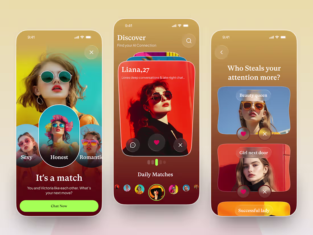 Cover image for AI Soulmate Finder App UI

This