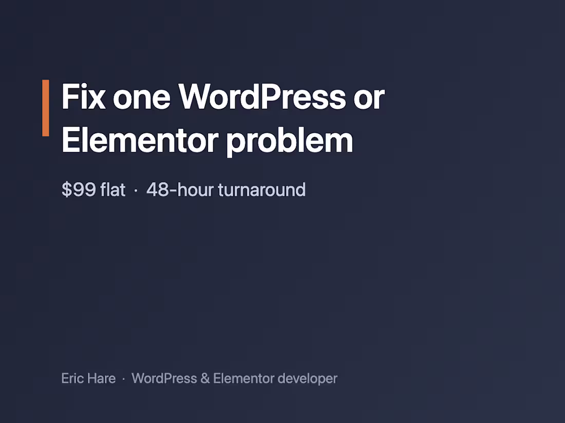 Cover image for Fix one WordPress or Elementor problem