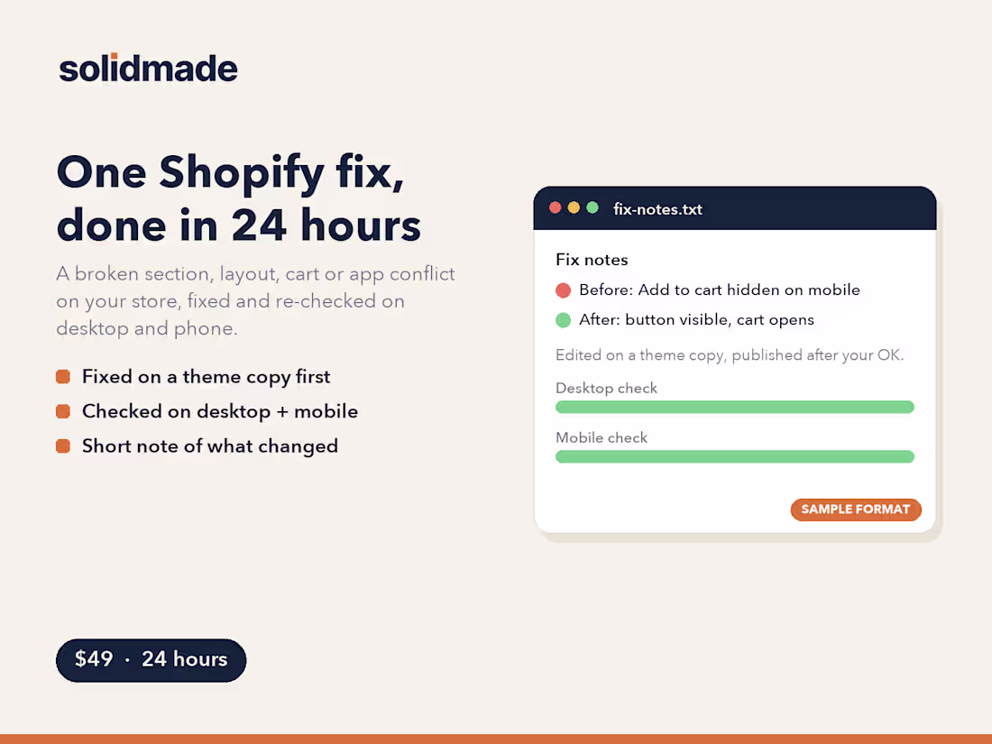 Cover image for One Shopify fix, done in 24 hours