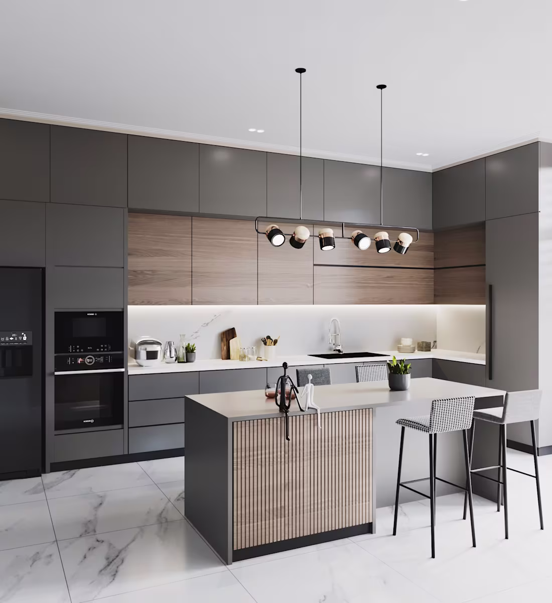 Cover image for Designed a modern kitchen that combines functionality, clean...