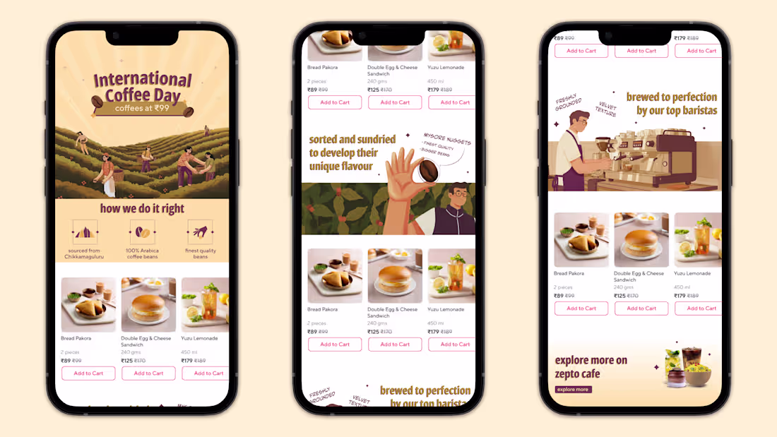 Cover image for In-App visuals for International Coffee