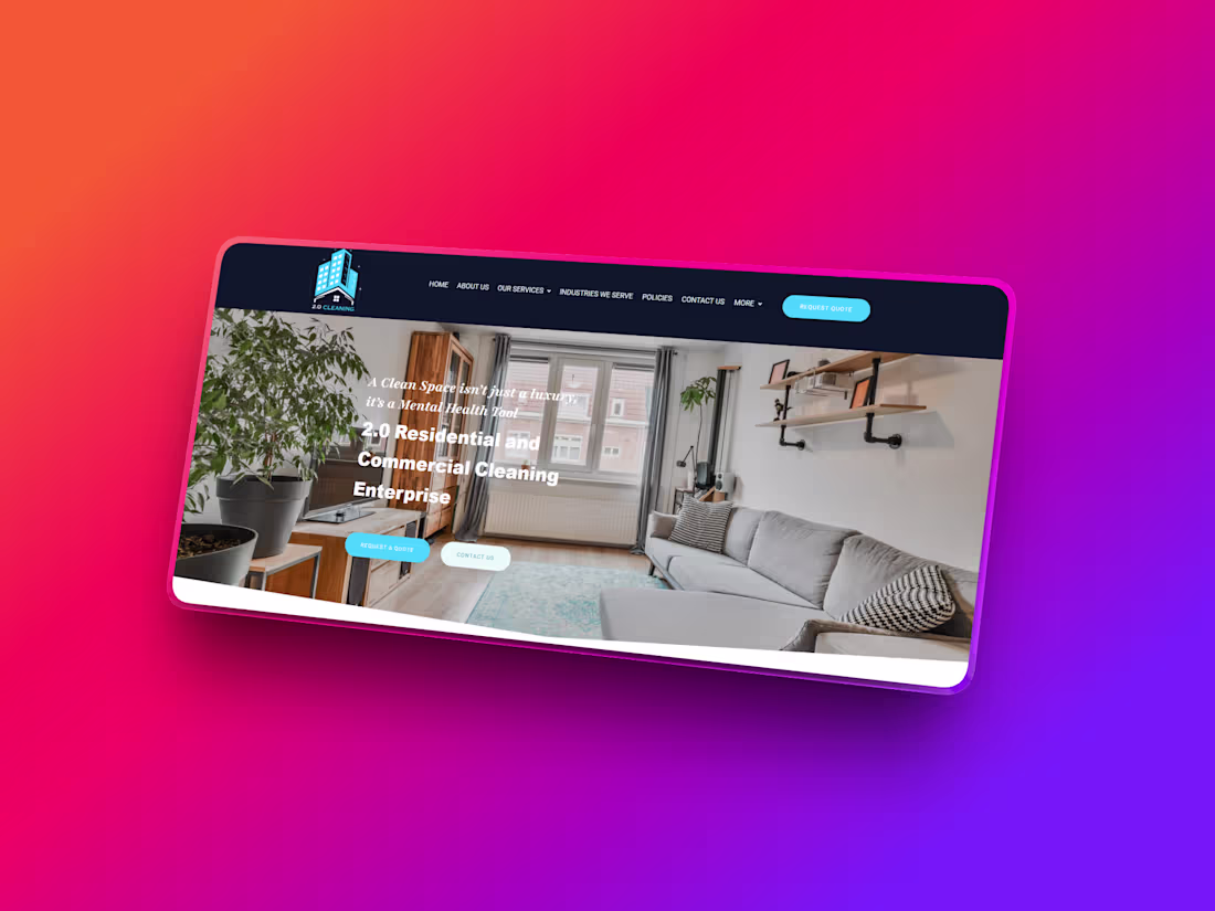 Cover image for Clean and modern website developed for a cleaning business u...