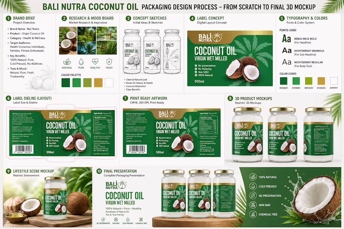 Cover image for Premium Coconut Oil Packaging Design