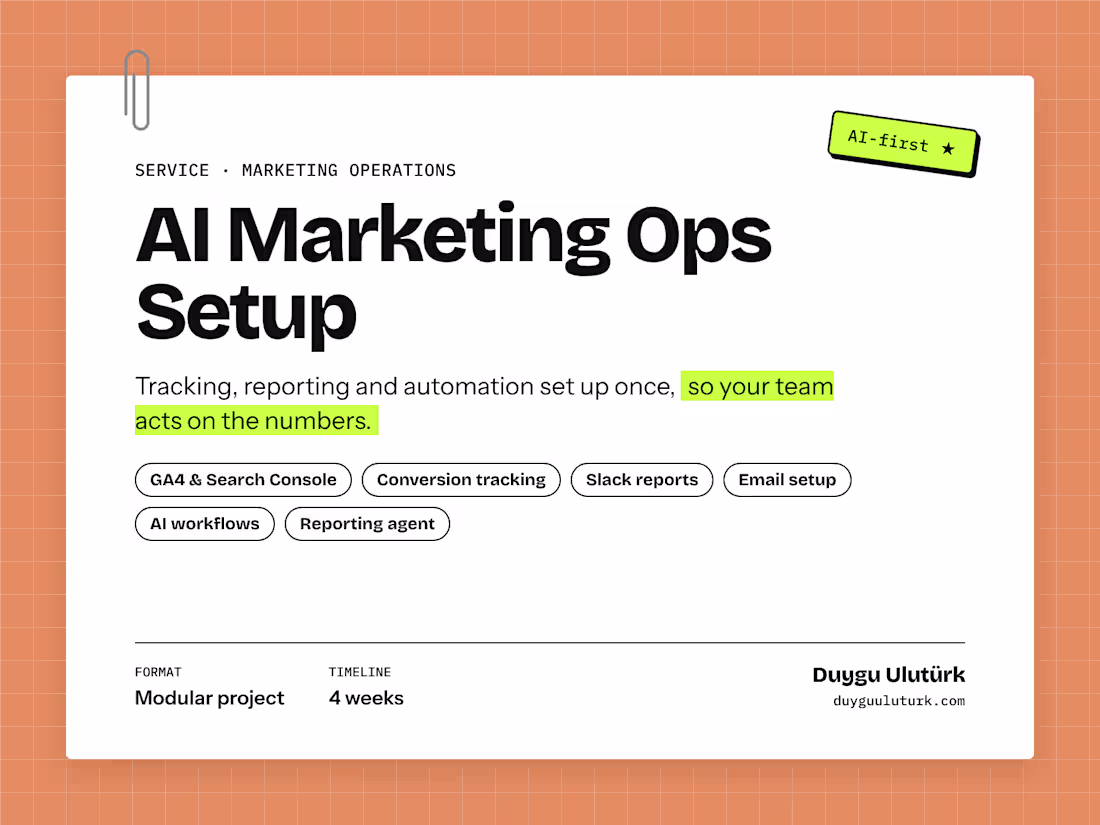 Cover image for AI Marketing Ops Setup: Tracking, Reporting & Automation