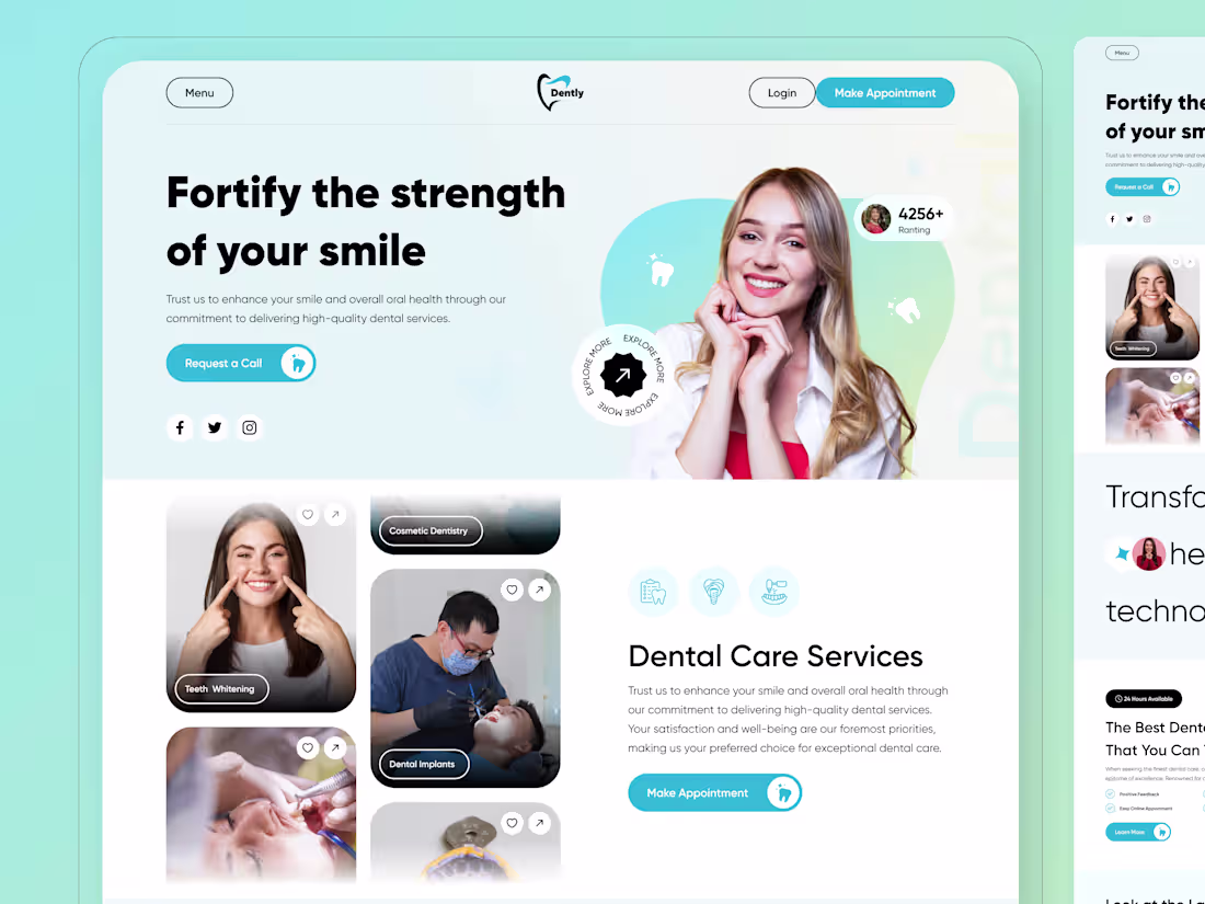 Cover image for Dently - Dentist Clinic Website Home Page Design