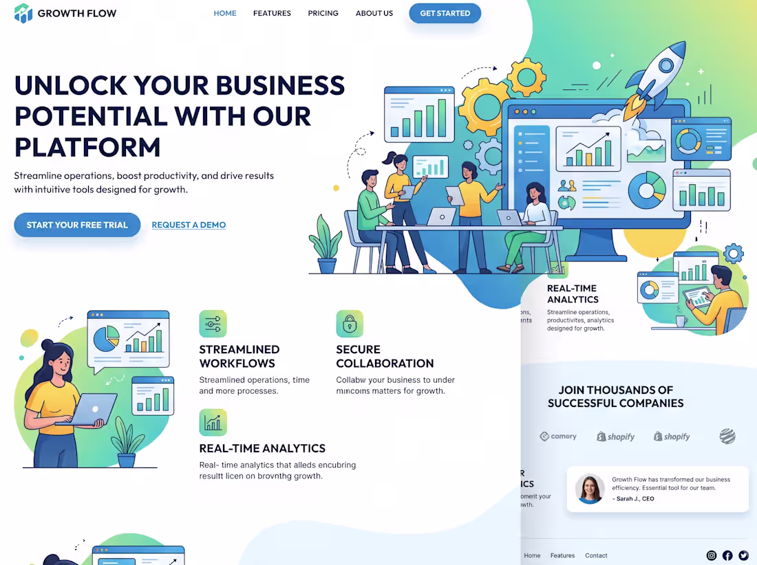 Cover image for Responsive Landing Page in Next.js (Up to 4 Pages)