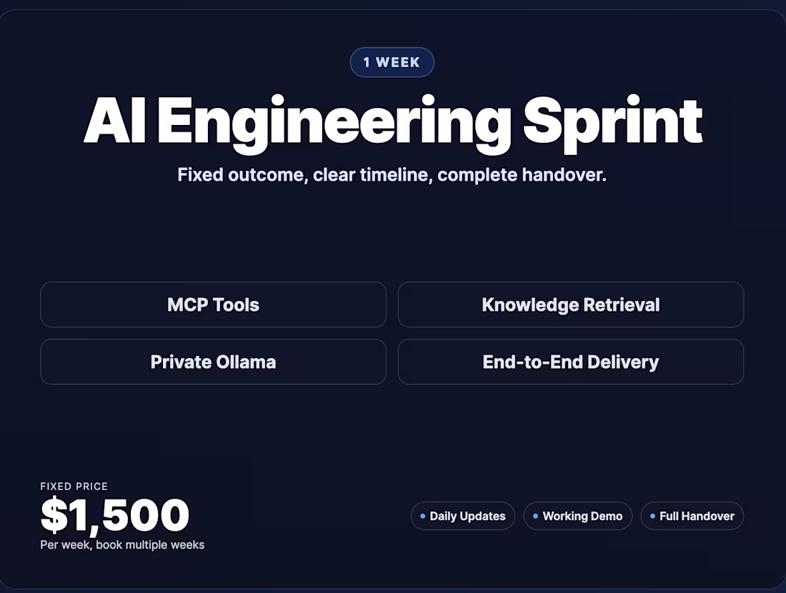 Cover image for AI Engineering Sprint: 1-Week Delivery Sprint
