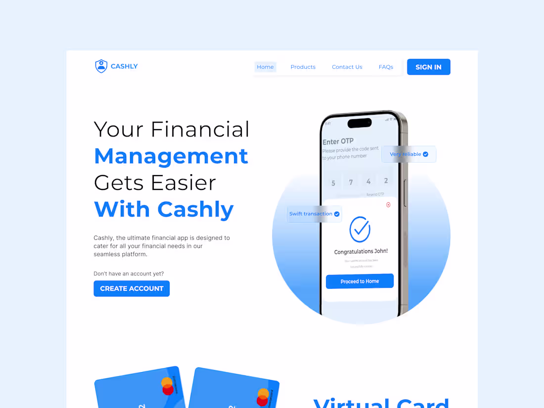 Cover image for Landing page design for Cashly mobile app Thoughts on this??