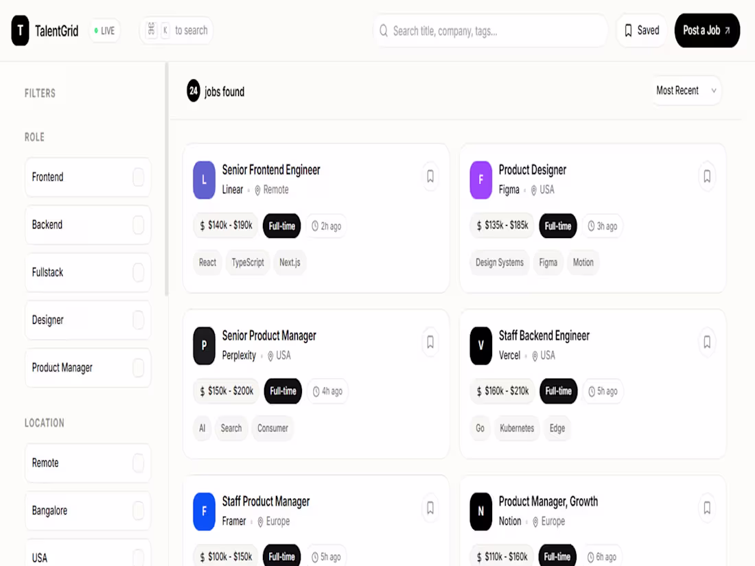 Cover image for TalentGrid - Real-Time Job Board