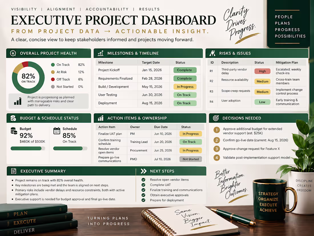 Cover image for Executive Project Dashboard
I transform complex