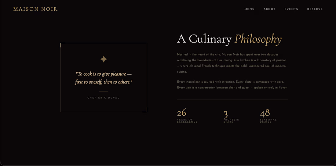 Cover image for Elegant fine dining landing page