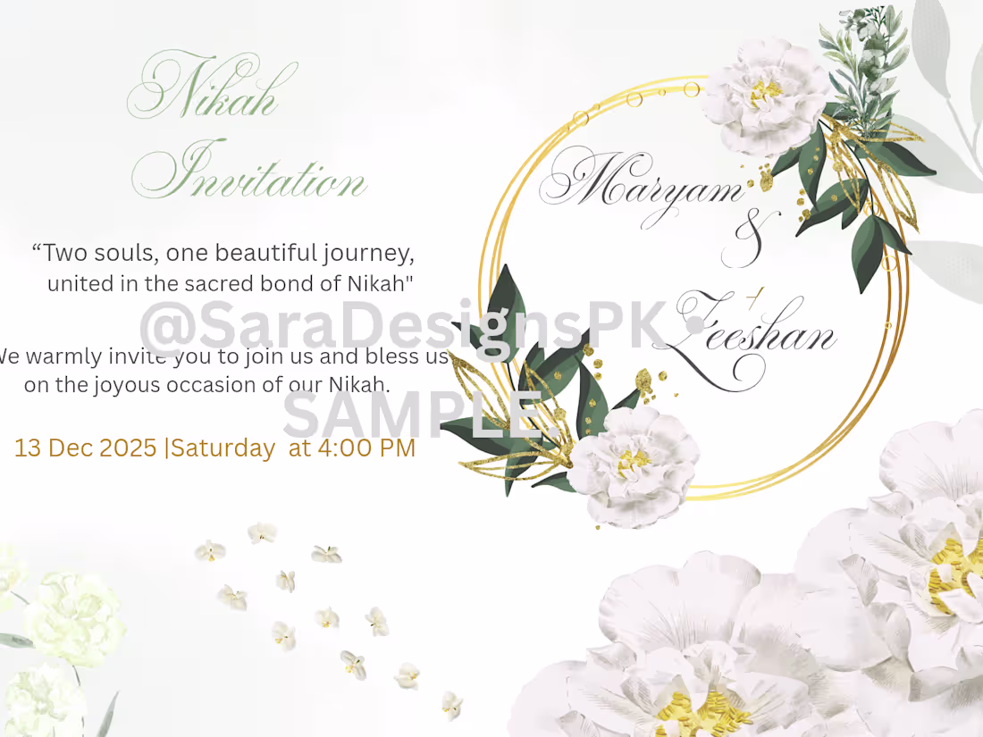 Cover image for Title:Elegant Nikah Invitation Design
Description: A