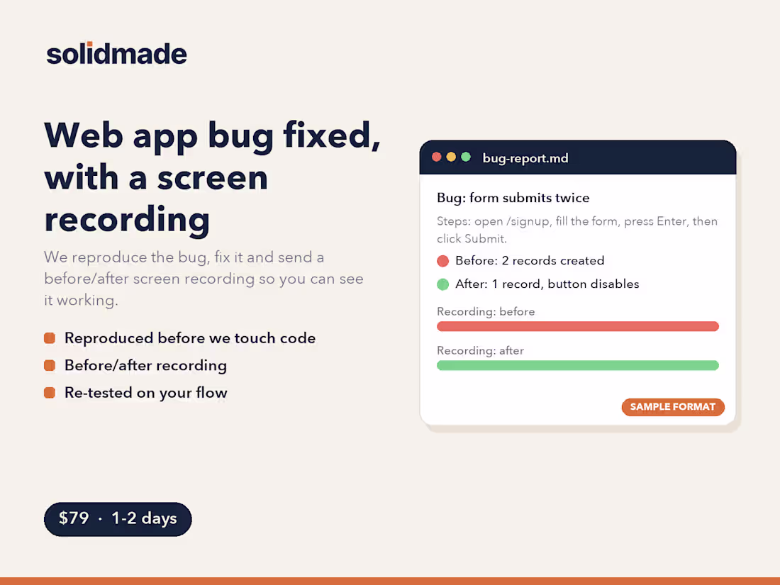 Cover image for Web app bug fixed, with a screen recording