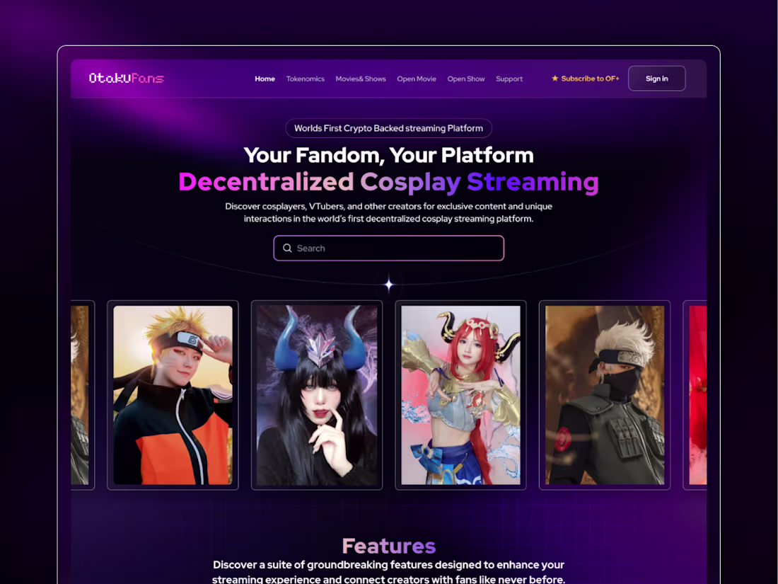 Cover image for Cosplay chain based Streaming Platform Website