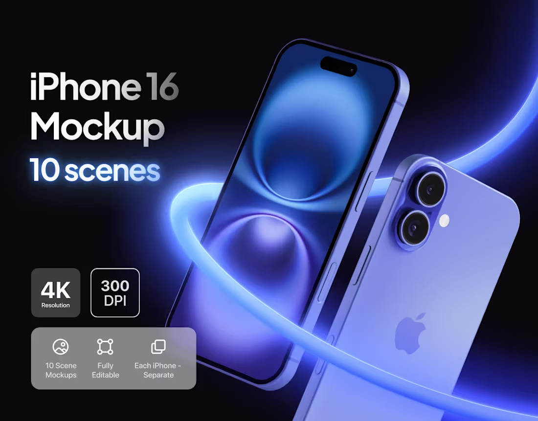 Cover image for iPhone 16 mockup - iPhone 16 PSD mockups