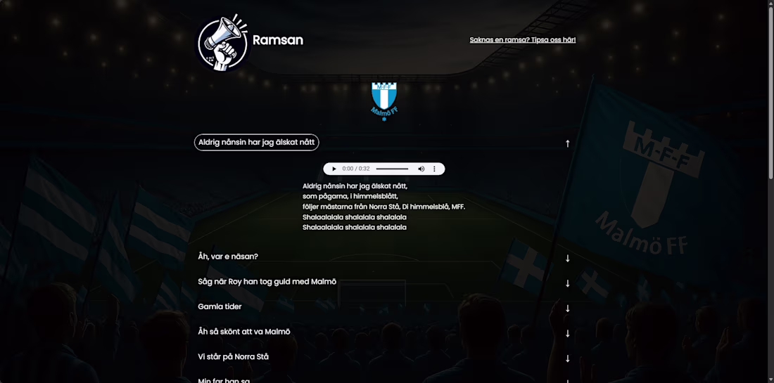 Cover image for Ramsan – Football Chants Platform
Developed