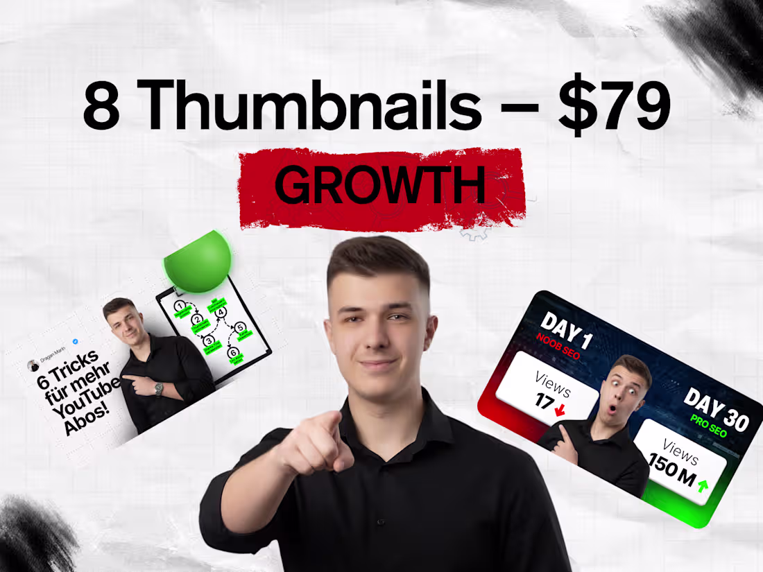 Cover image for YouTube Thumbnails – Growth Pack (8 Thumbnails)