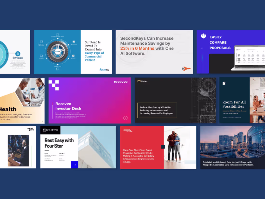 Cover image for presentation design, pitch deck creation and power point slides