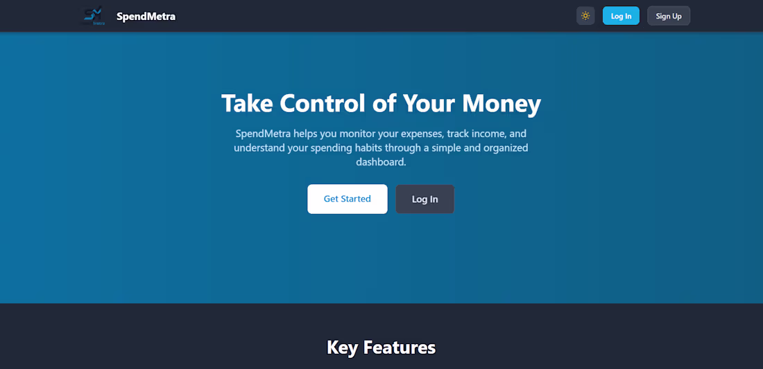 Cover image for SpendMetra | Finance Tracker with
