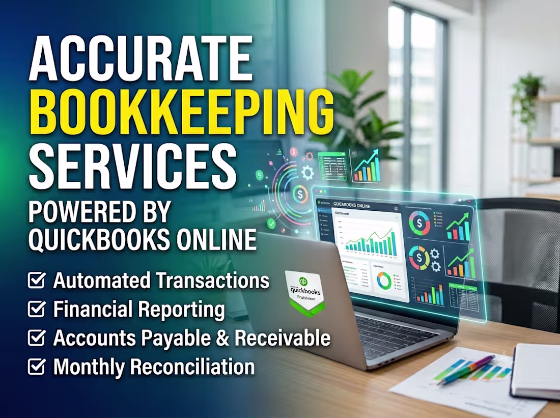 Cover image for  Monthly QBO Bookkeeping for Small Businesses